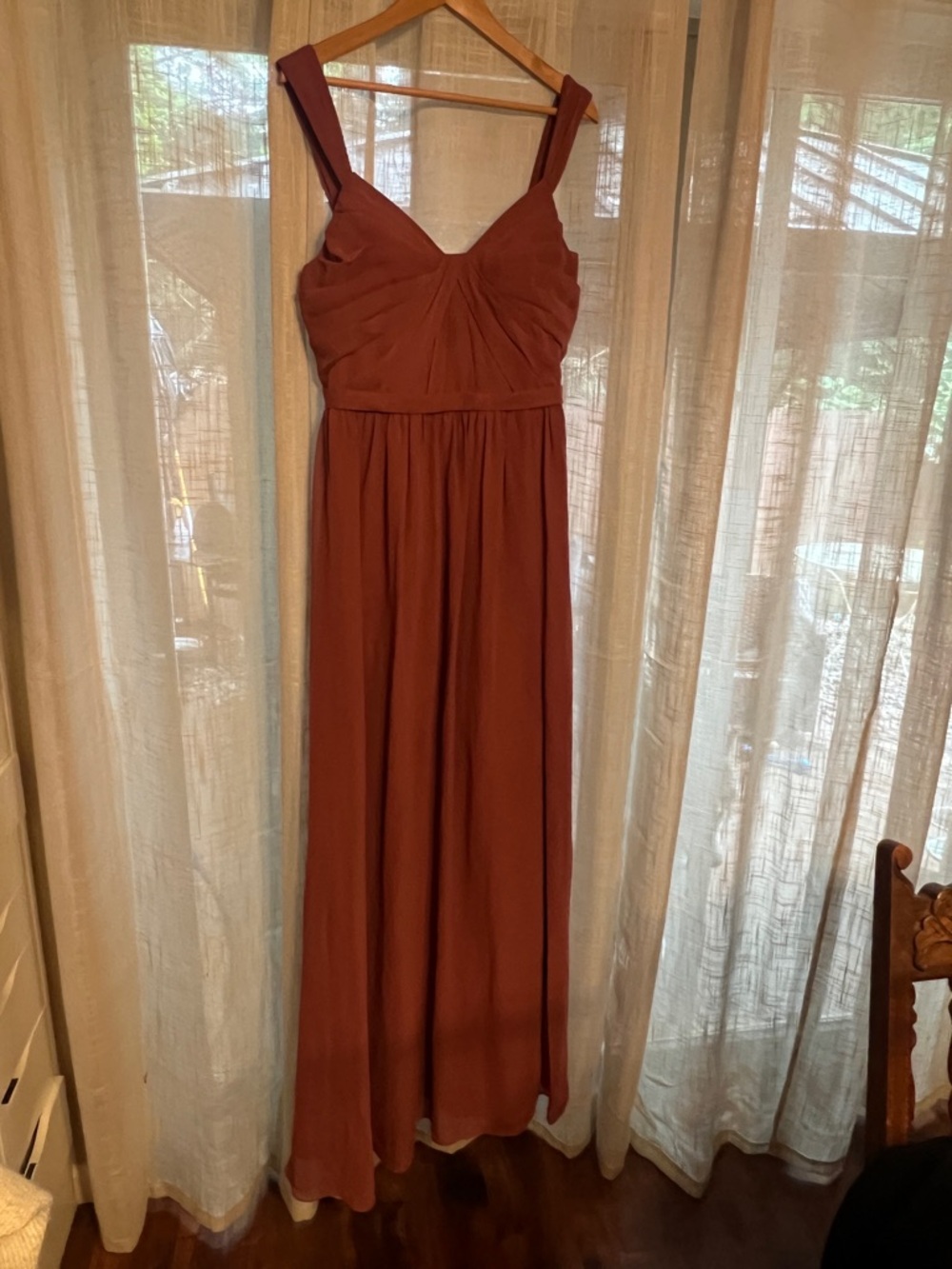 Azazie Rust Brown Wide-Strap Maxi Dress - Picture 1 of 7
